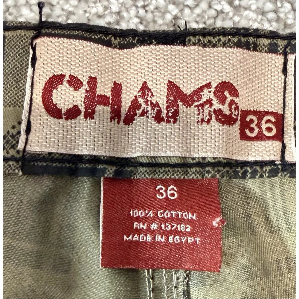 Vintage Chams Cargo Shorts Men's Size 36 Plaid Green NWT Y2K 2000s